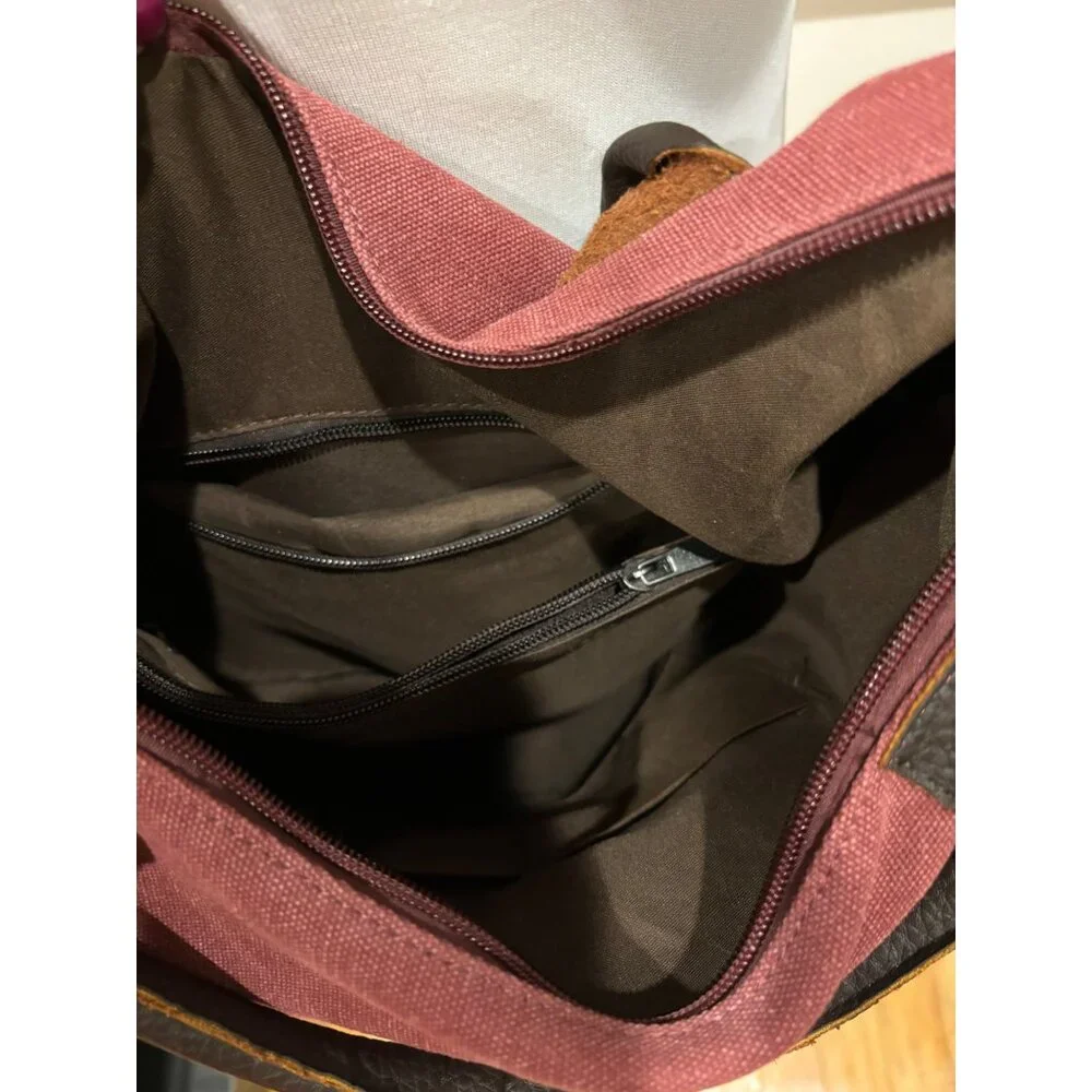 Large‎ Canvas Shoulder Bag Burgundy